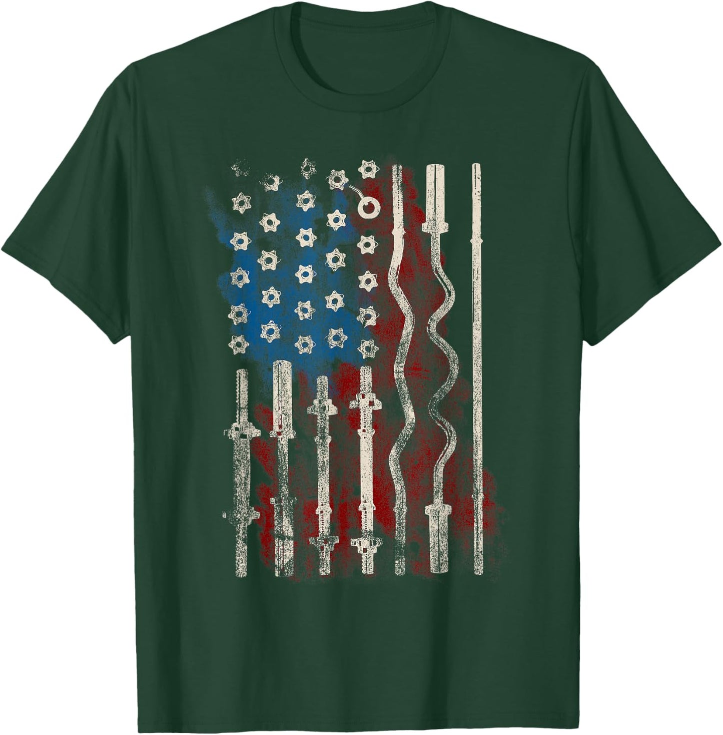 Patriotic American Flag Gym T Shirt for Weight Lifters T-Shirt - T-Shirt | Forest