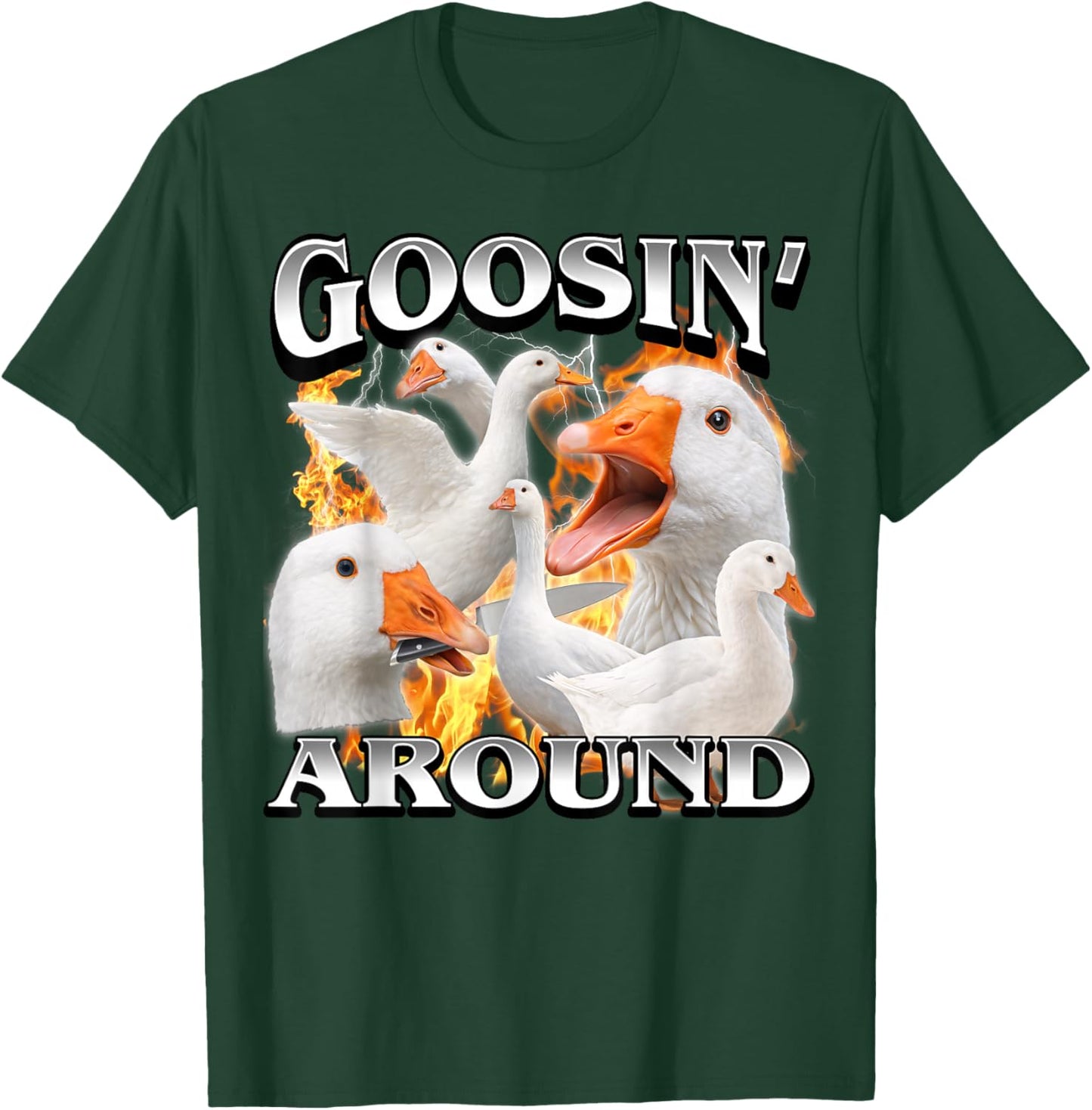 Goosing Around Funny Goose Meme Bootleg Men Women T-Shirt - T-Shirt | Forest
