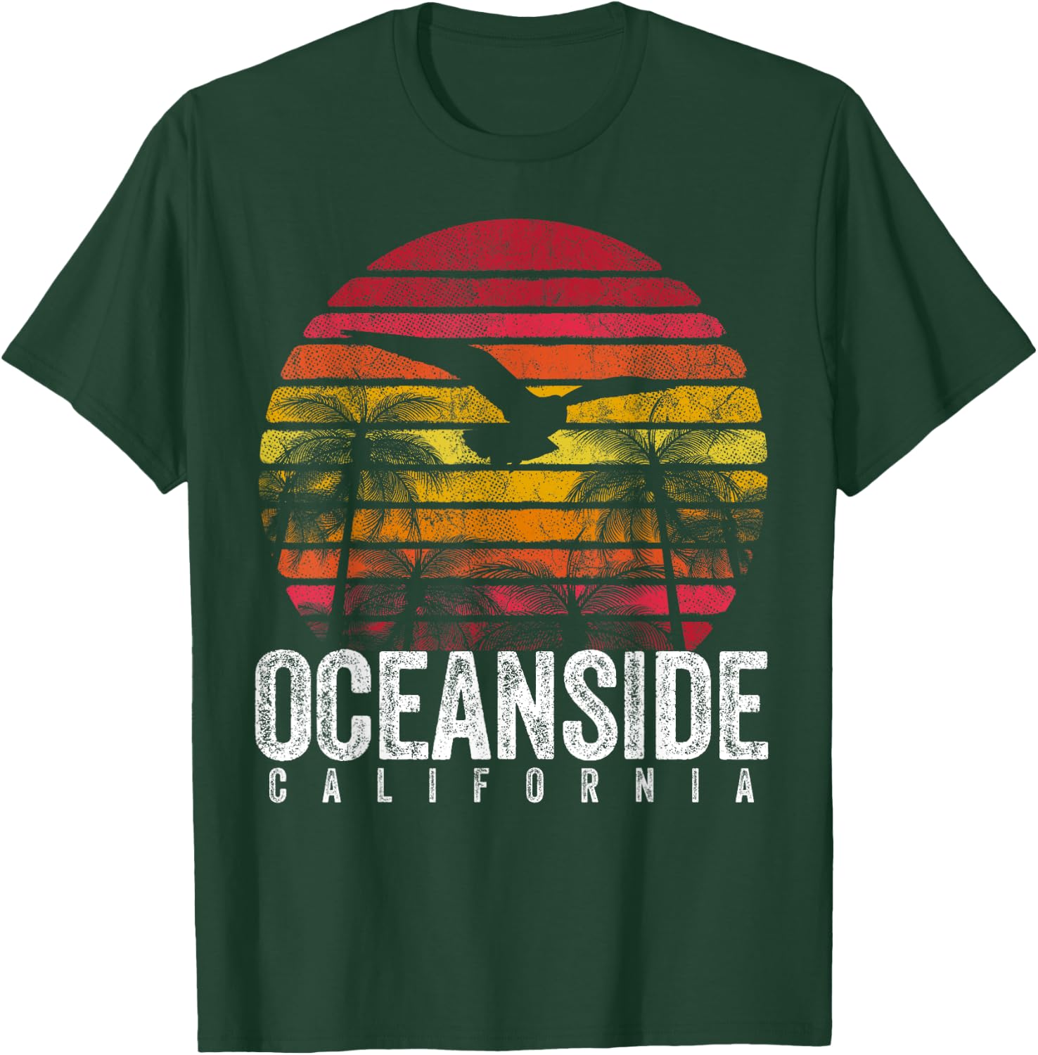 Oceanside California CA Vintage Retro Distressed Style T-Shirt - T-Shirt | Forest
