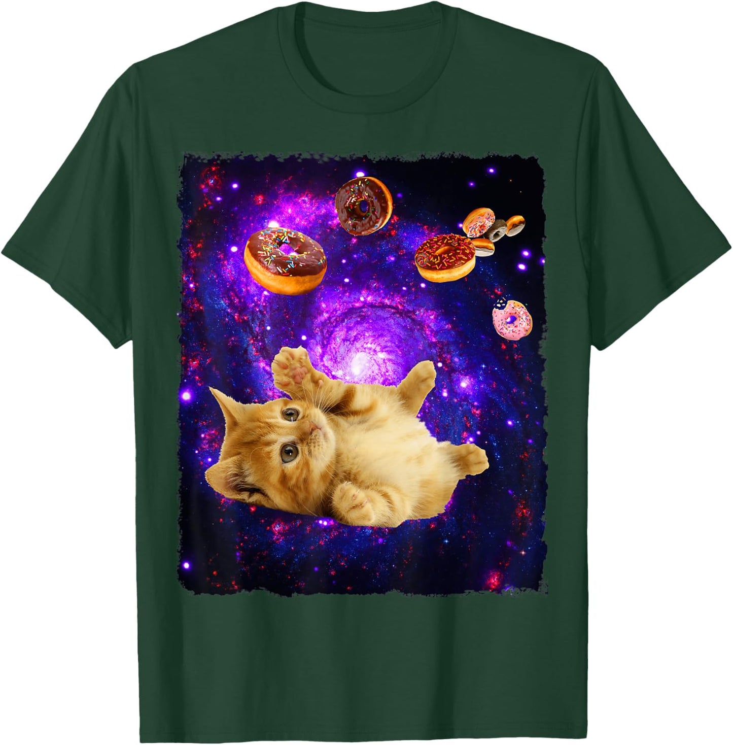 Space Cat Doughnut Shirt Super Flying Kitty Galaxy T Shirt T-Shirt - T-Shirt | Forest