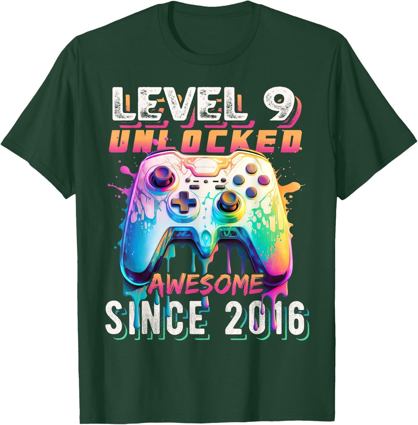 9th Birthday Boy Level 9 Gamer 9 Year Video Game Party T-Shirt - T-Shirt | Forest