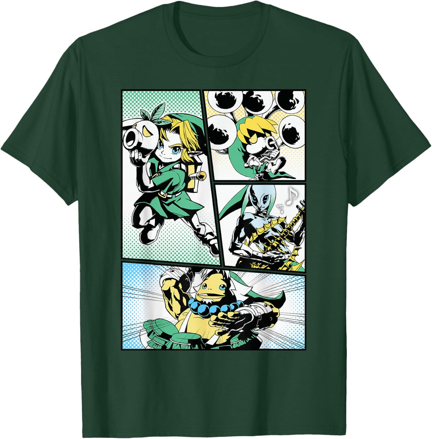 Nintendo Zelda Link Manga Comic Panels Graphic T-Shirt - T-Shirt | Forest