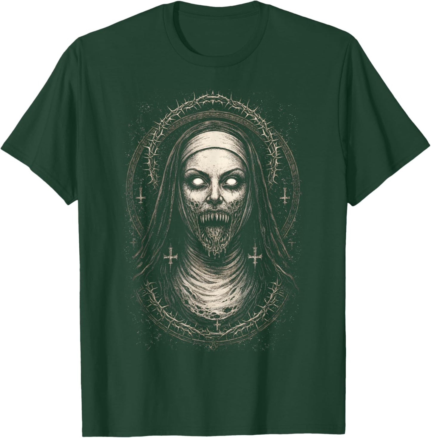 Creepy Dark Nun Horror Gothic Unholy Aesthetic Demon T-Shirt - T-Shirt | Forest