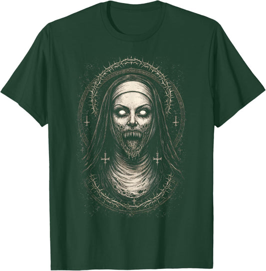 Creepy Dark Nun Horror Gothic Unholy Aesthetic Demon T-Shirt - T-Shirt | Forest