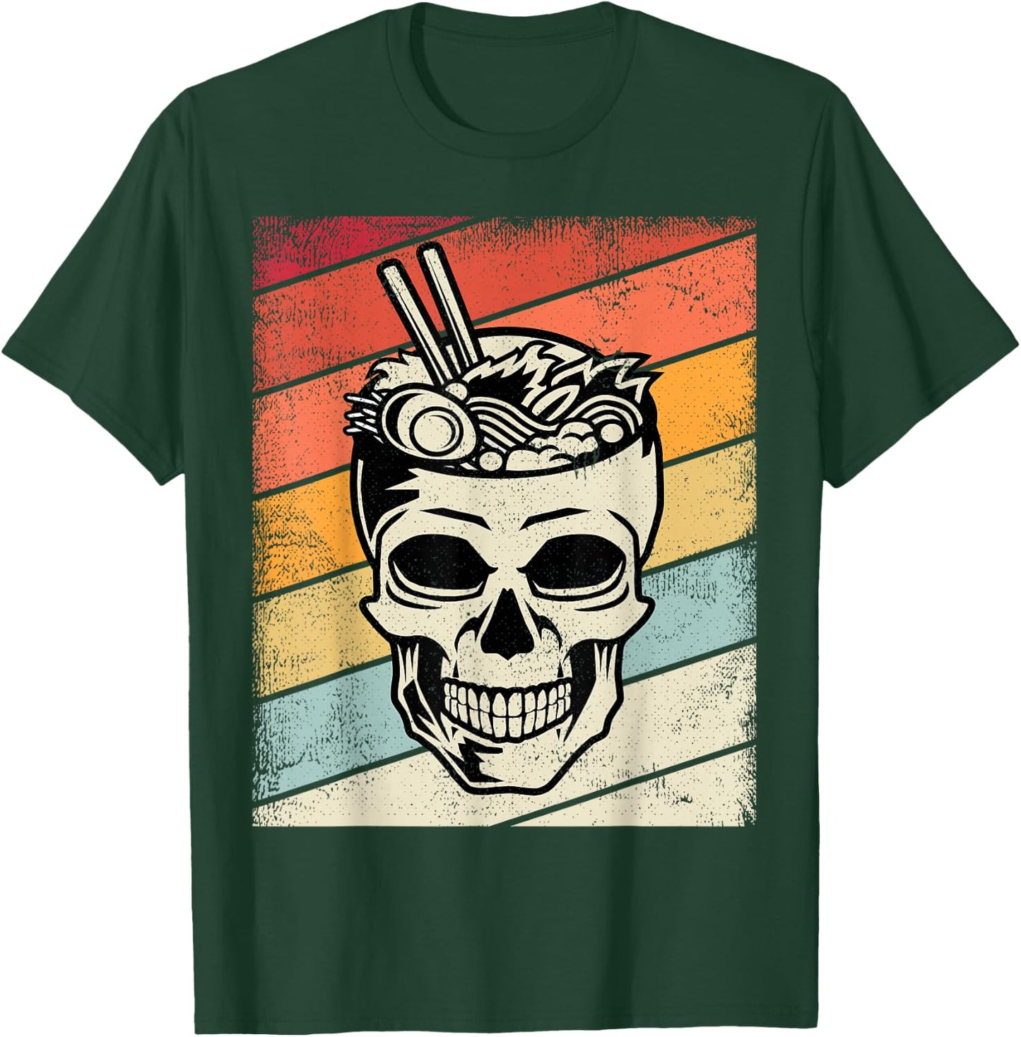 Vintage Ramen Noodles Skull Retro Graphic Kids, Youth T-Shirt - T-Shirt | Forest