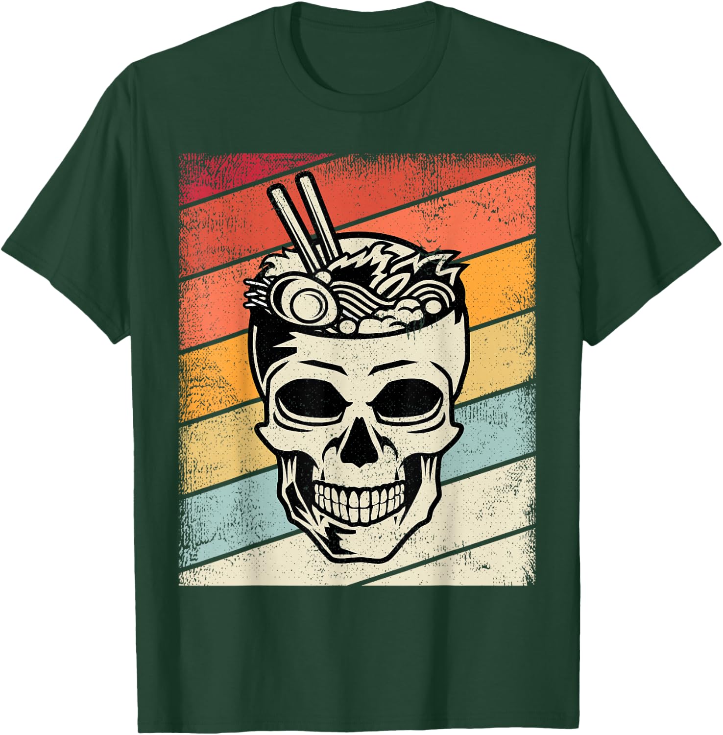 Vintage Ramen Noodles Skull Retro Graphic Kids, Youth T-Shirt - T-Shirt | Forest