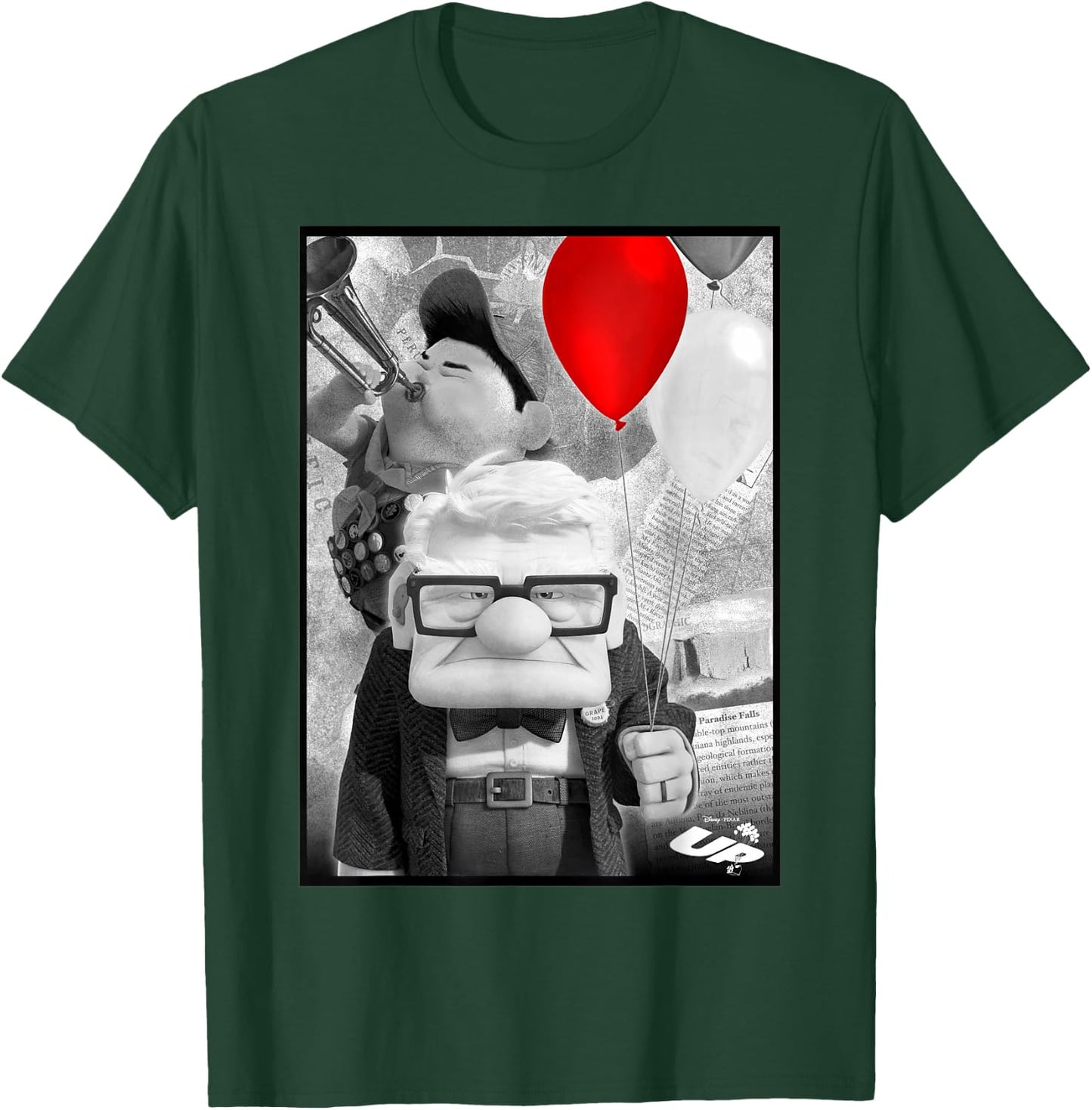 Disney Pixar Up Carl & Russell Vintage Retro Trumpet Picture T-Shirt - T-Shirt | Forest