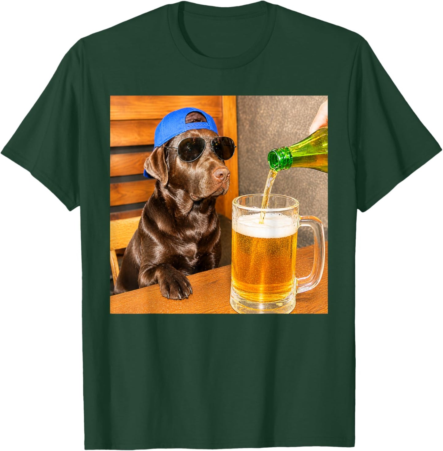 Chocolate Lab Drinking Beer Funny Dog Meme Art T-Shirt - T-Shirt | Forest