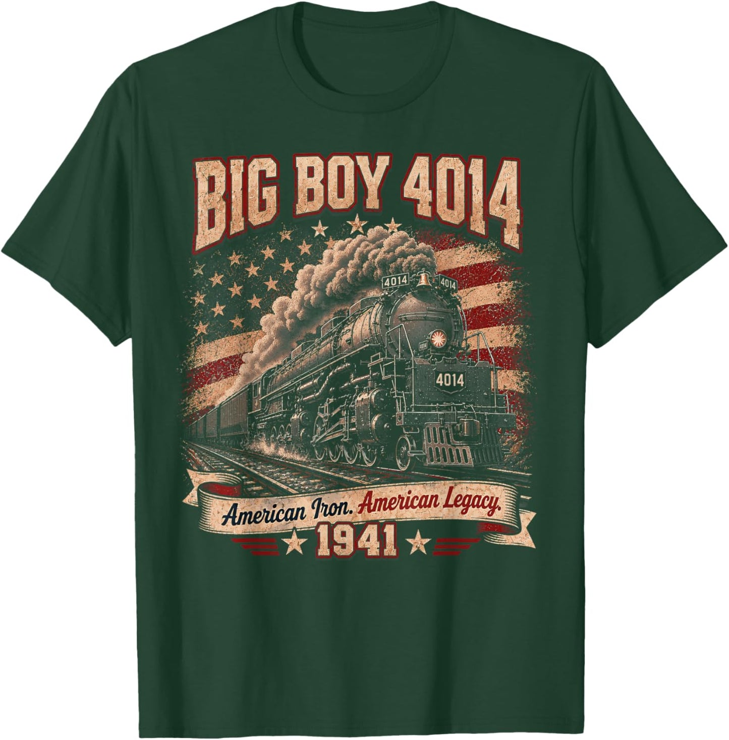 Big Boy 4014 Vintage Steam Locomotive Railroad Train Engine T-Shirt - T-Shirt | Forest