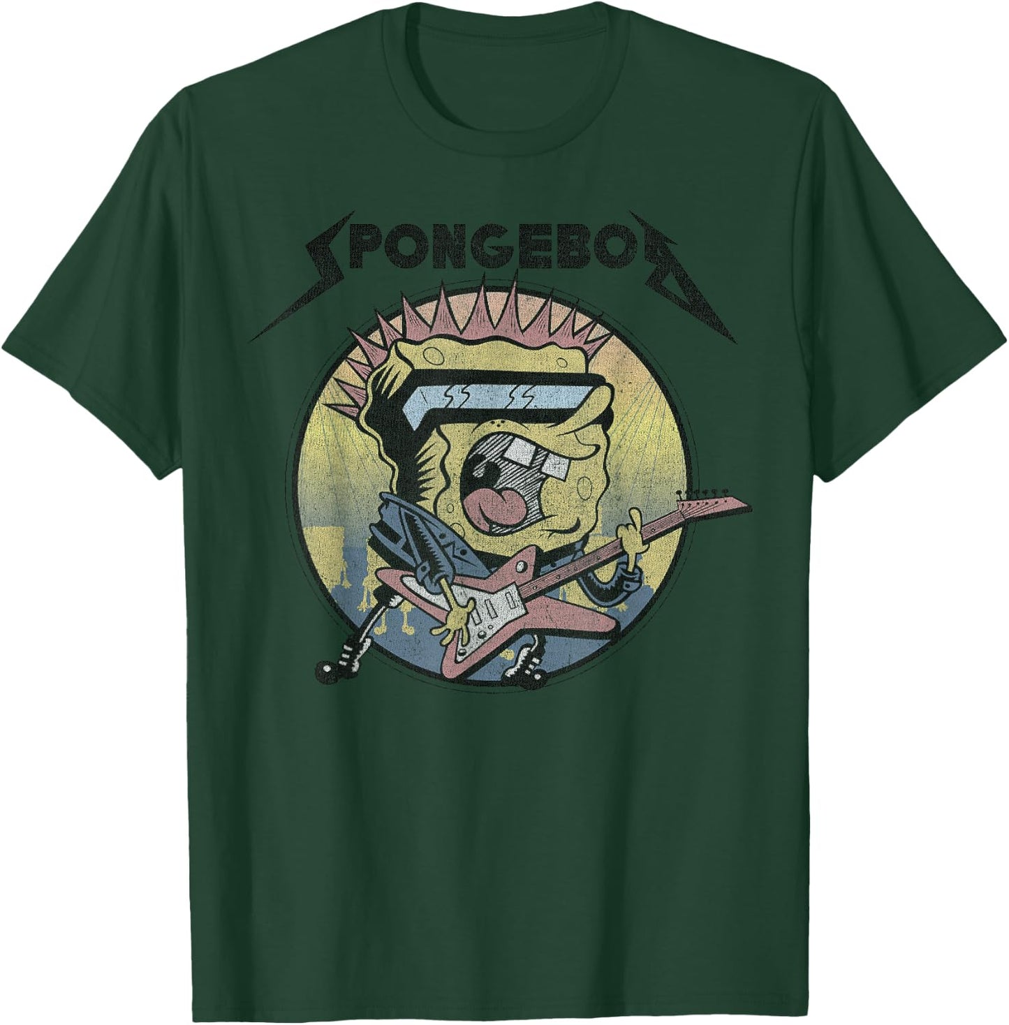 SpongeBob SquarePants Heavy Metal Rock Short Sleeve T-Shirt - T-Shirt | Forest