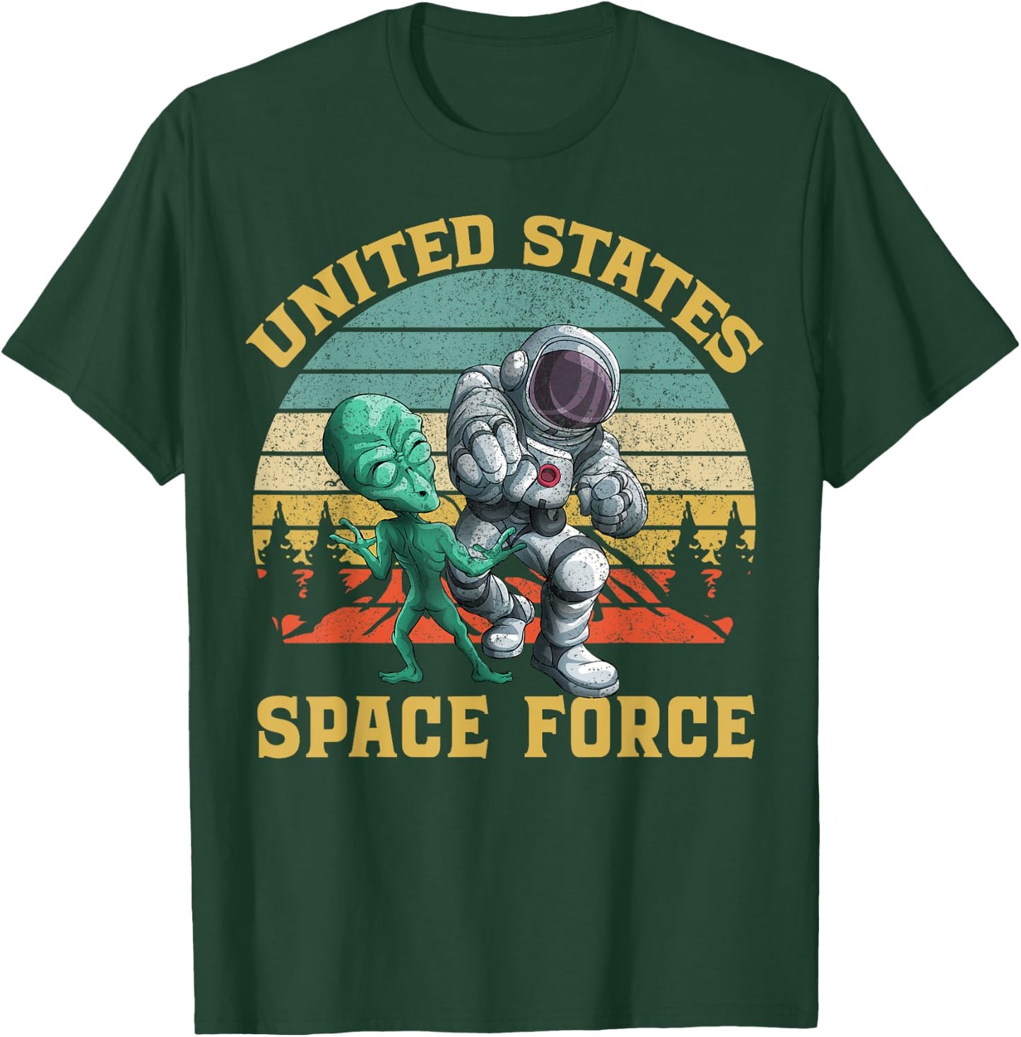 Retro US Space Force Graphic Vintage Sunset Alien Punch Gift T-Shirt - T-Shirt | Forest