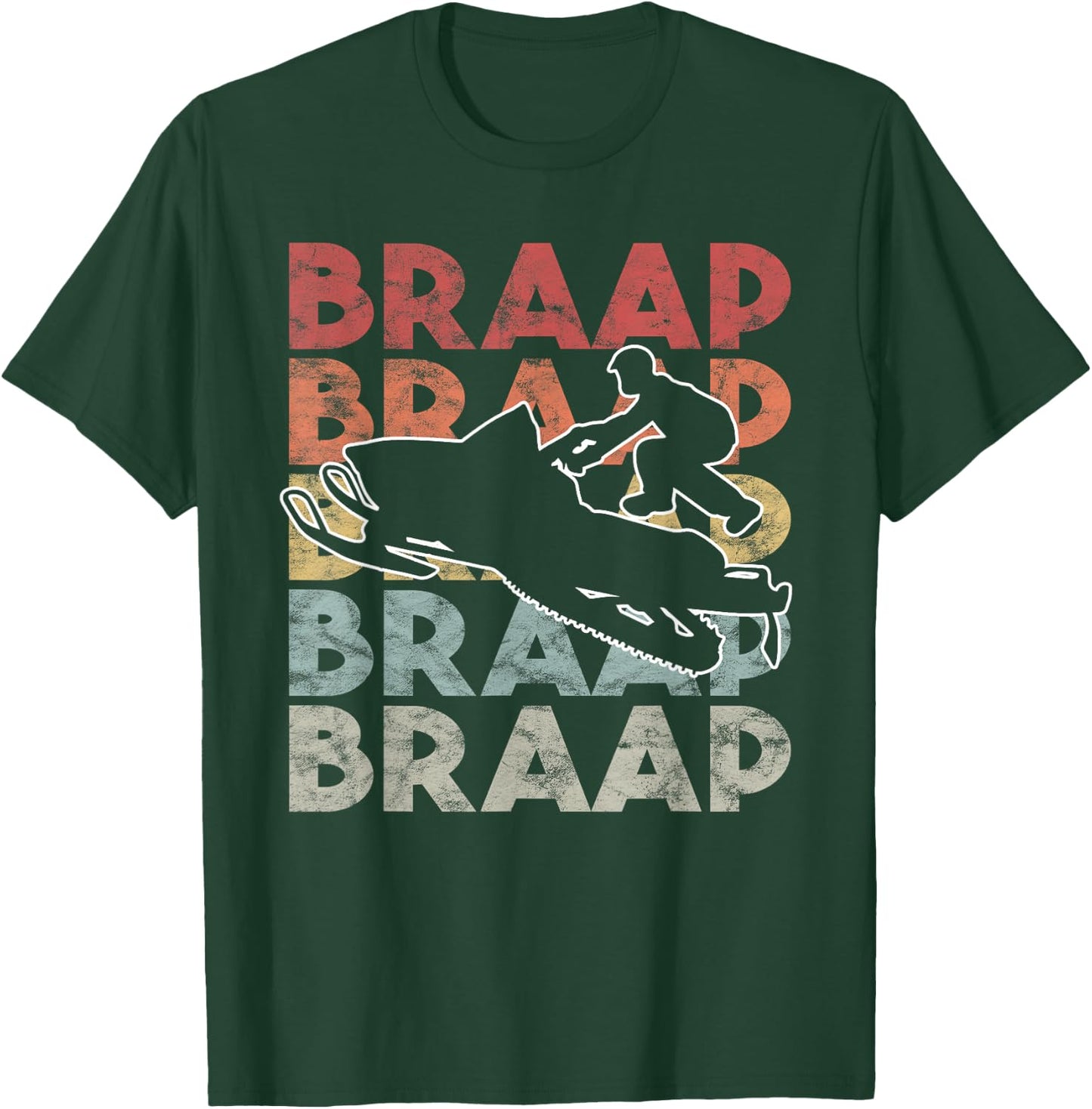 Vintage Braap Snowmobile I Retro Snow Sled Gift T-Shirt - T-Shirt | Forest