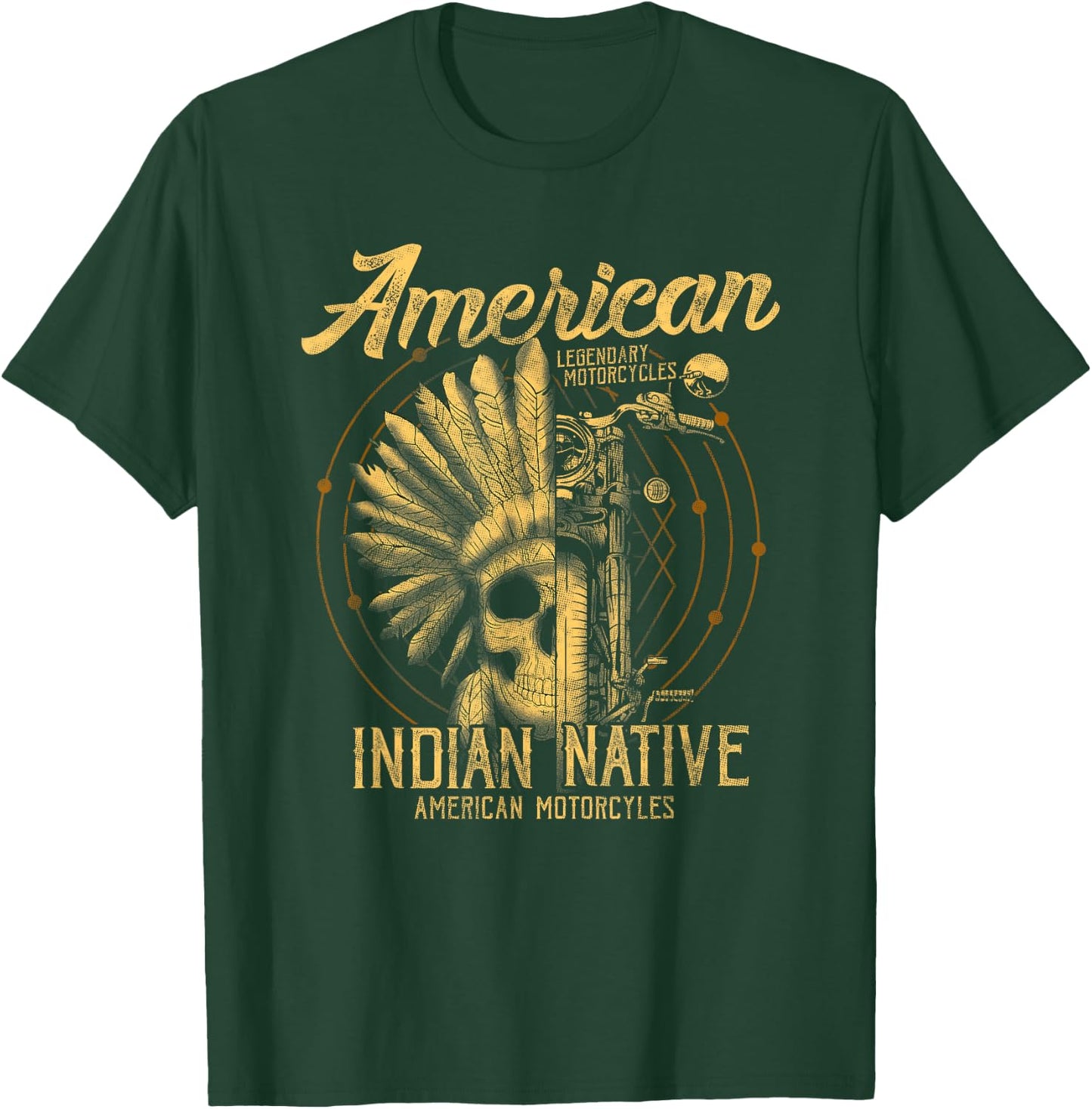 American Native Indian American Motorcycle Gift T-Shirt - T-Shirt | Forest