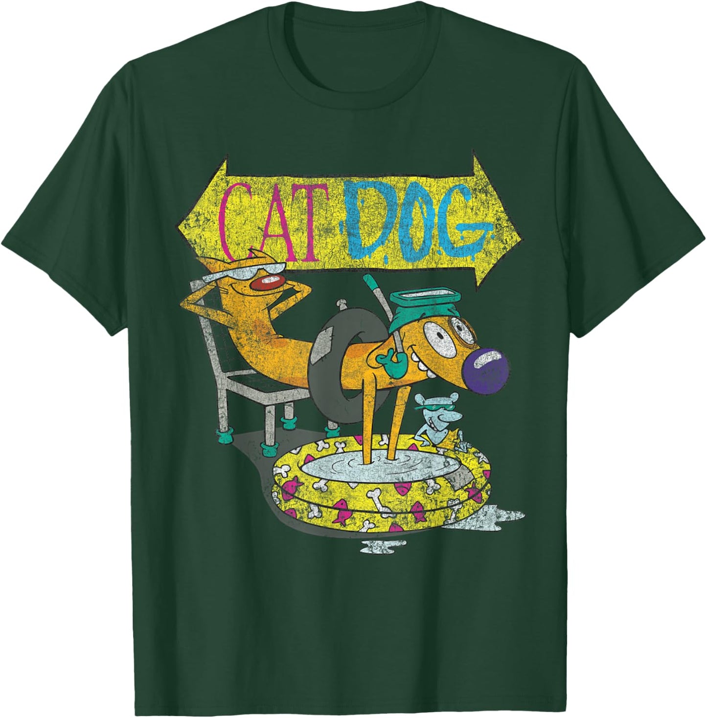 Nickelodeon CatDog Chilling By The Pool Graphic T-Shirt - T-Shirt | Forest