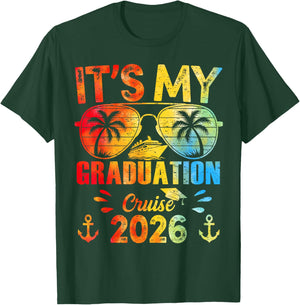 Its My Graduation Cruise 2026 Sunglasses Tie Dye Senior Trip T-Shirt - T-Shirt | Forest