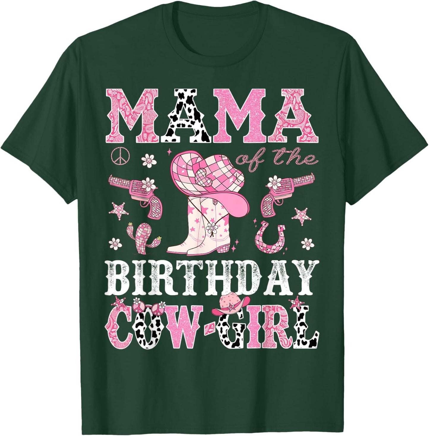 Mama Of The Birthday CowGirl Pink Disco Rodeo Western T-Shirt - T-Shirt | Forest