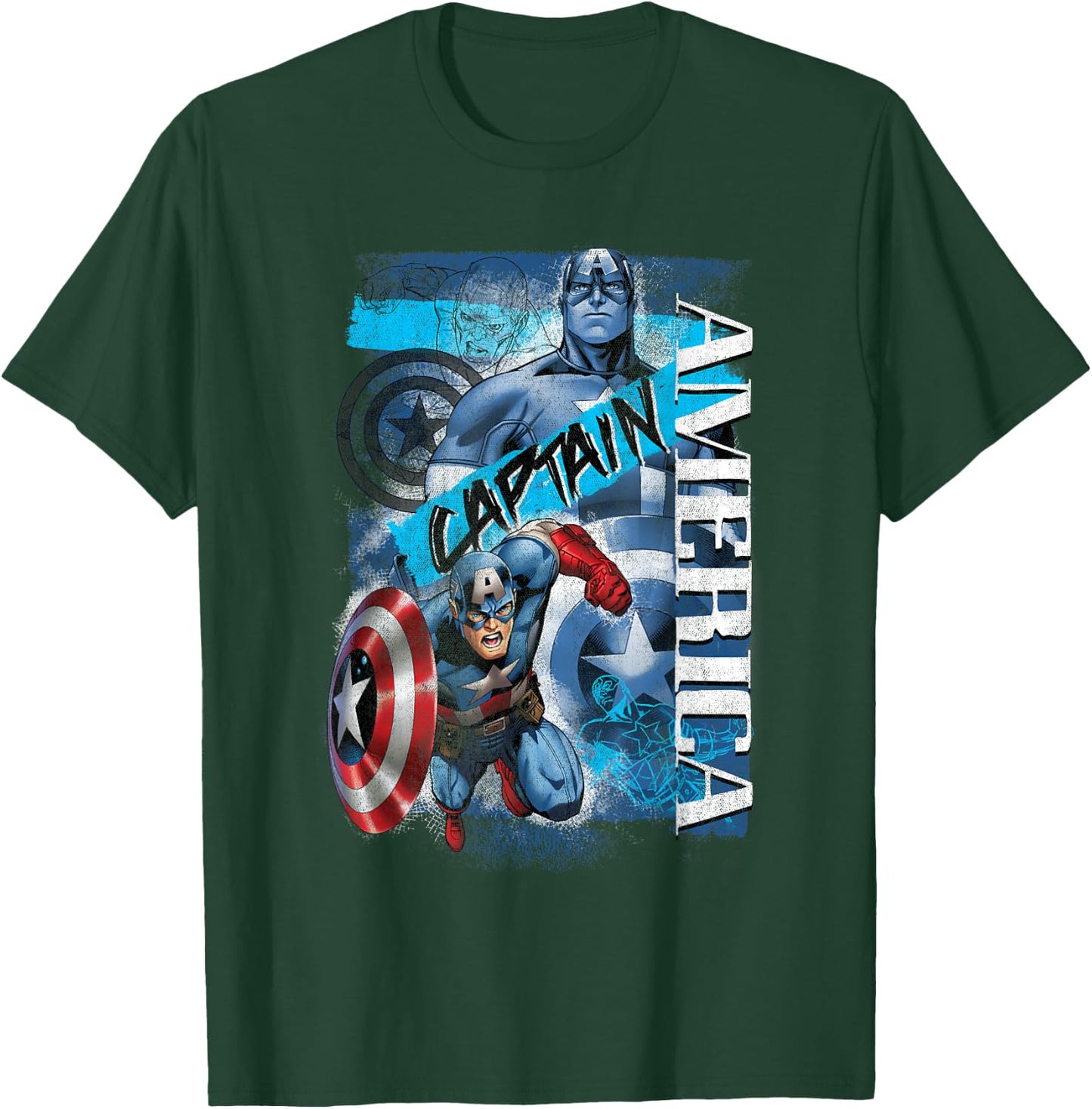 Marvel Avengers Vintage Captain America Logo Collage T-Shirt - T-Shirt | Forest