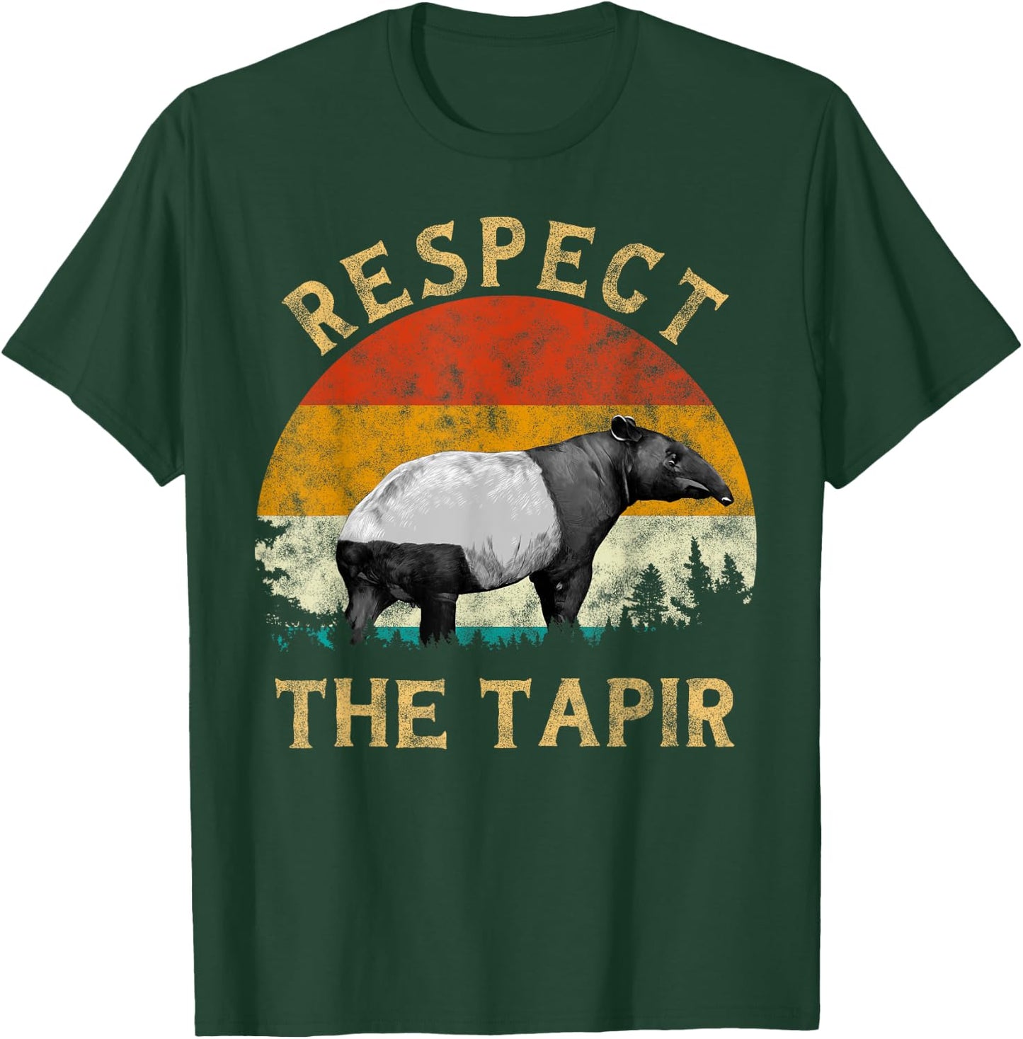 Respect theTapir Lover Retro Vintage Sunset Tree Men Tapir T-Shirt - T-Shirt | Forest
