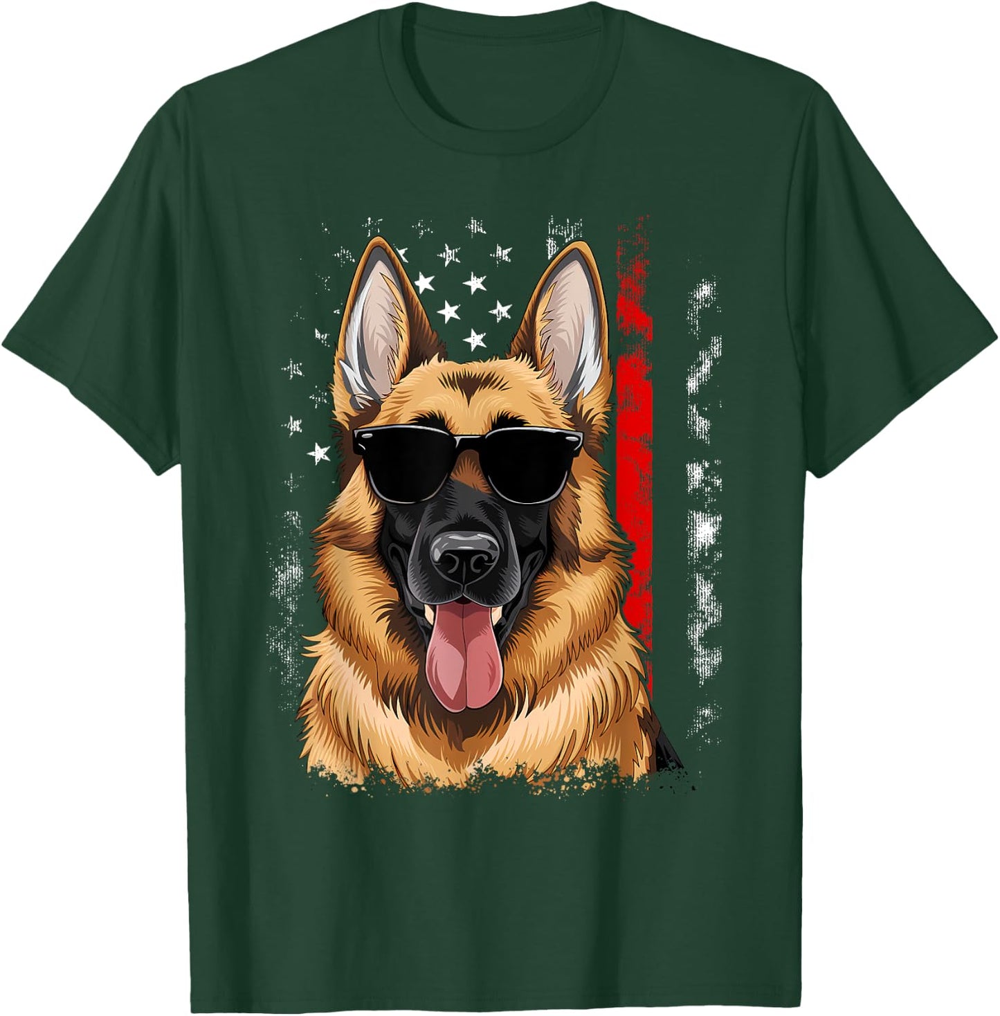 Patriotic German Shepherd K9 Unit Thin Blue Line Police T-Shirt - T-Shirt | Forest