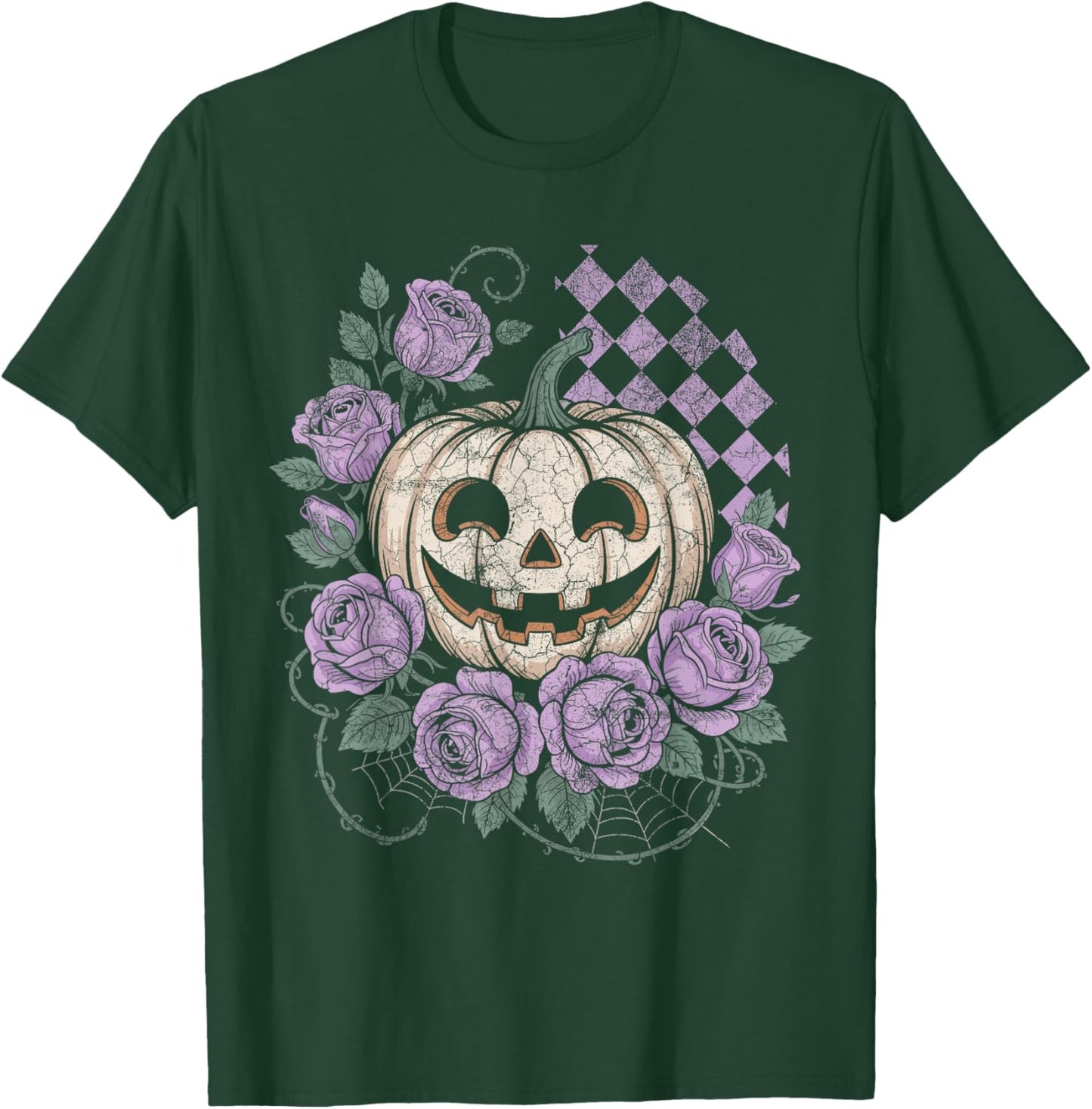 Pumpkin with Purple Roses Pastel Gothic Halloween T-Shirt - T-Shirt | Forest