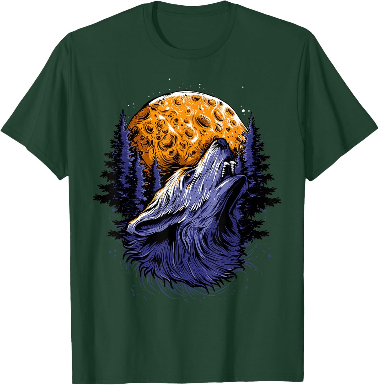 Wolf Howling At Moon Shirt for Girls and Women Vintage T-Shirt - T-Shirt | Forest