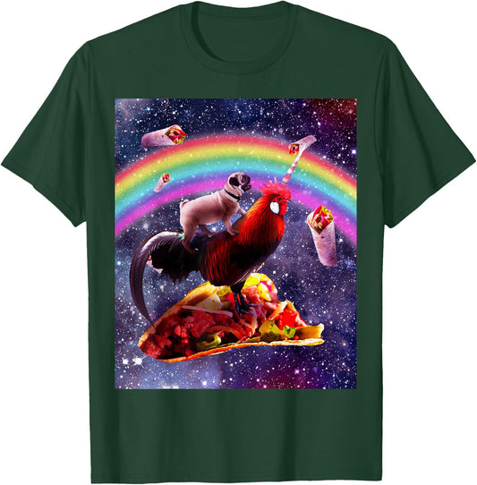 Space Pug Riding Chicken Unicorn - Taco & Burrito T-Shirt - T-Shirt | Forest