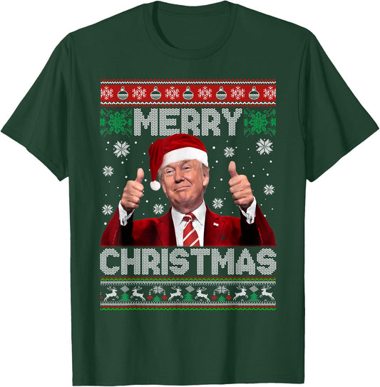 Merry Christmas Donald Trump Santa Family Xmas Ugly Sweater T-Shirt - T-Shirt | Forest