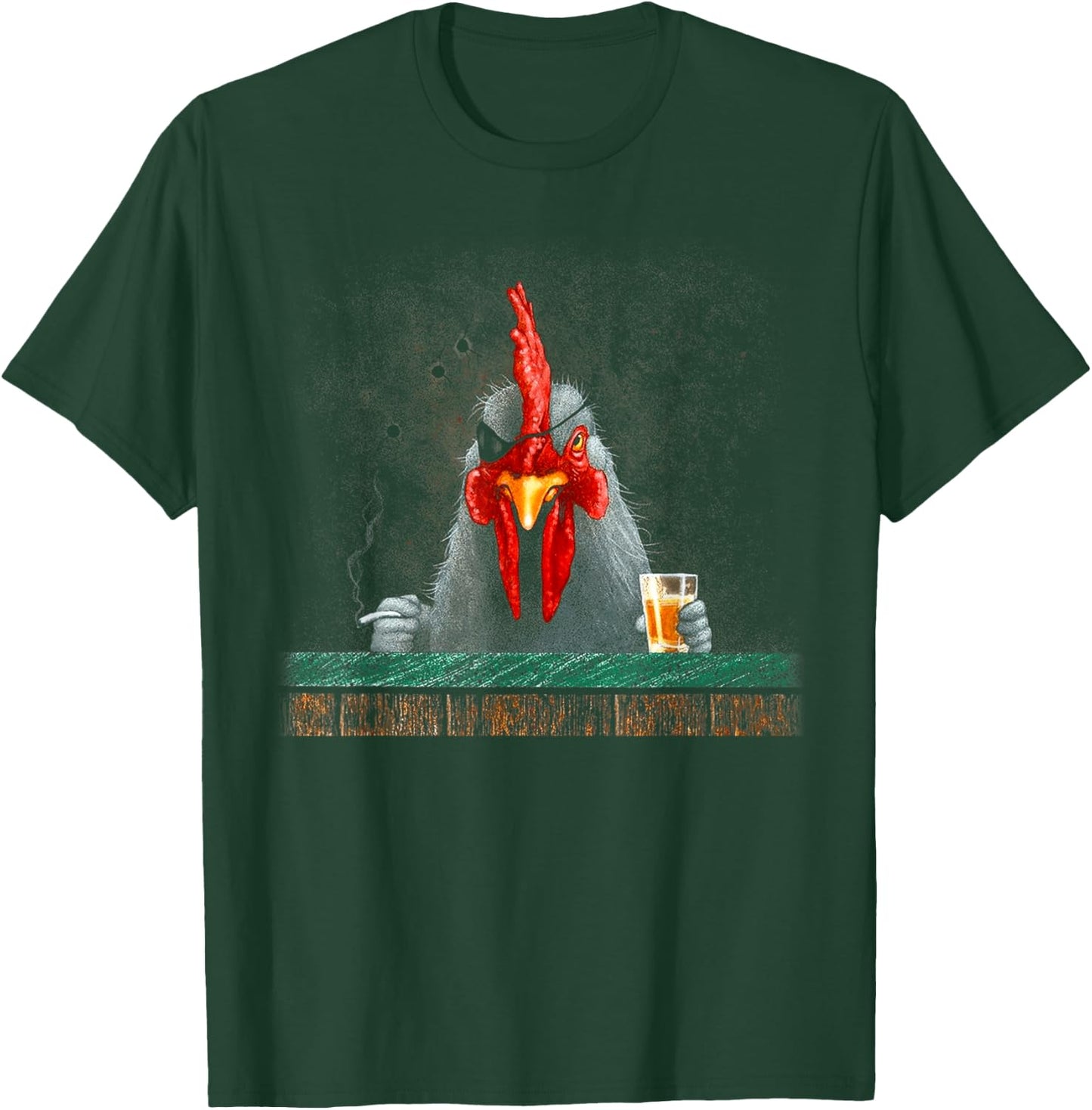 Peach-bruh Smoking Chicken Abstract Art Vintage One-eyed T-Shirt - T-Shirt | Forest