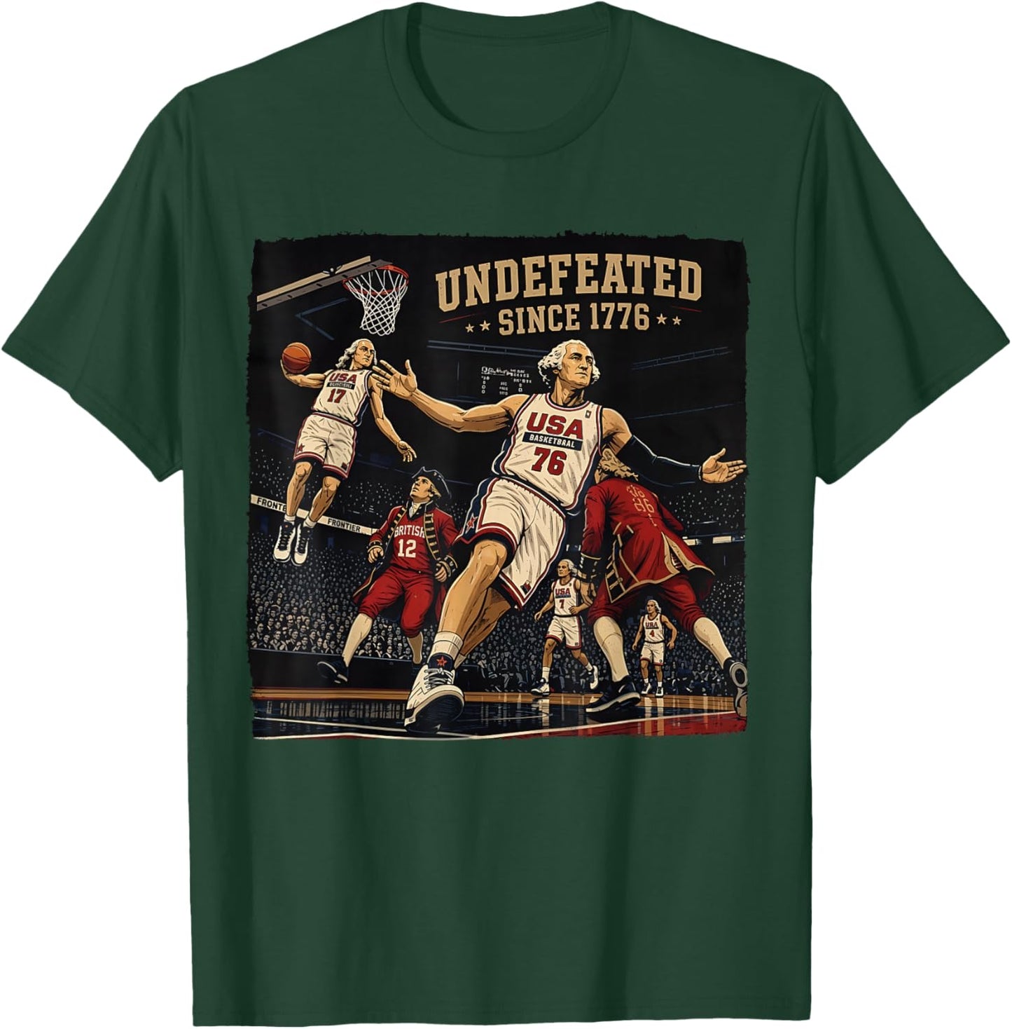 4th of July Basketball Undefeated Since 1776 250 Years T-Shirt - T-Shirt | Forest
