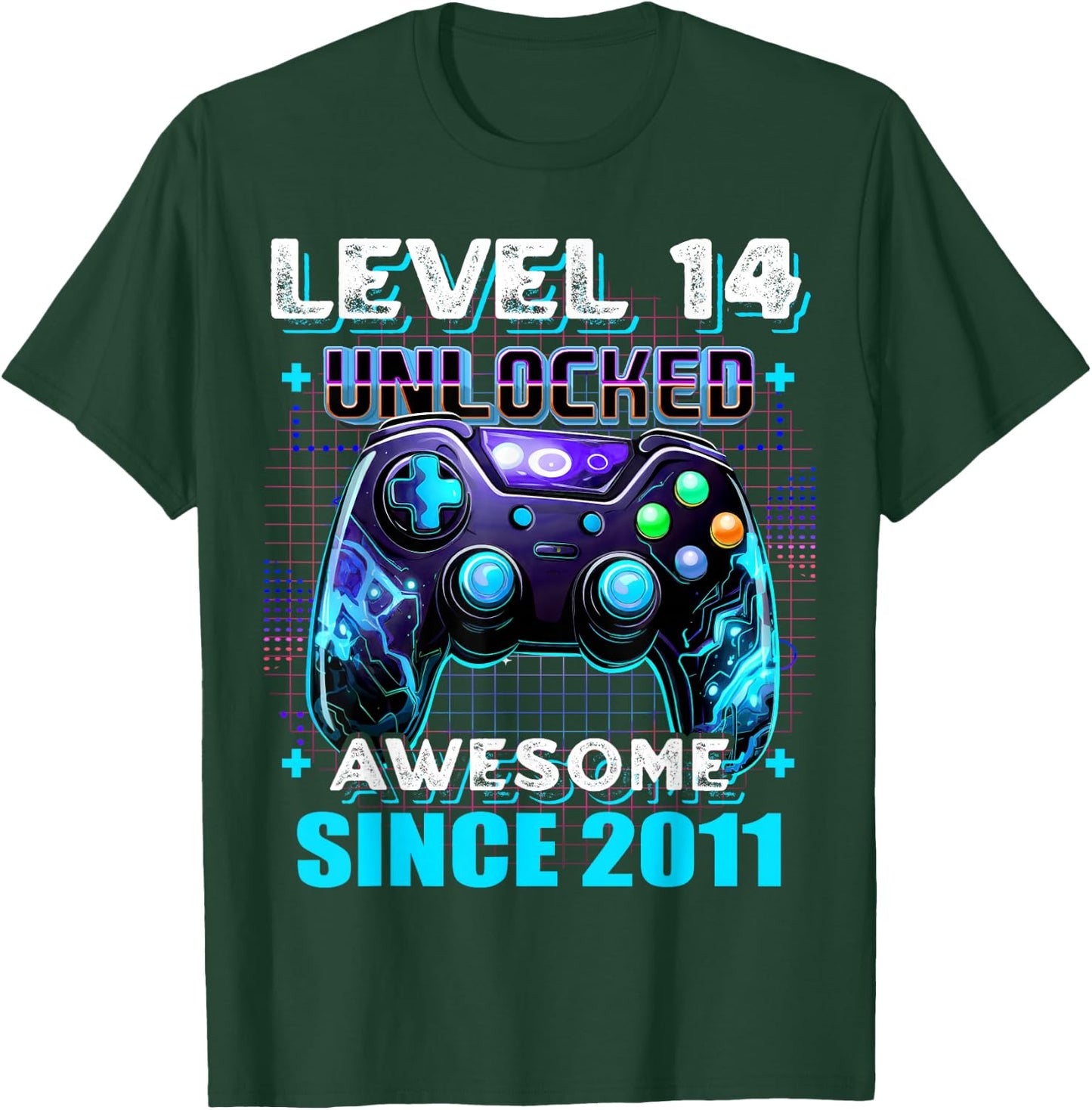 14th Birthday Boy Level 14 Gamer 14 Year Video Game Party T-Shirt - T-Shirt | Forest