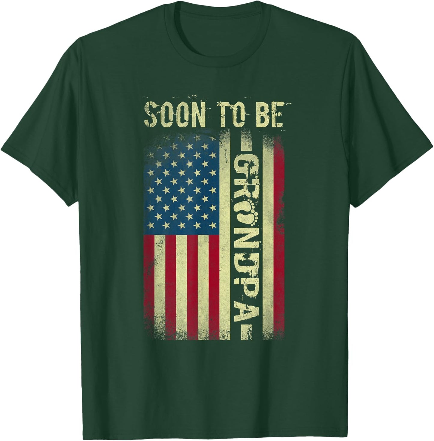 Soon To Be Grandpa American Flag Grandfather Reveal US Flag T-Shirt - T-Shirt | Forest
