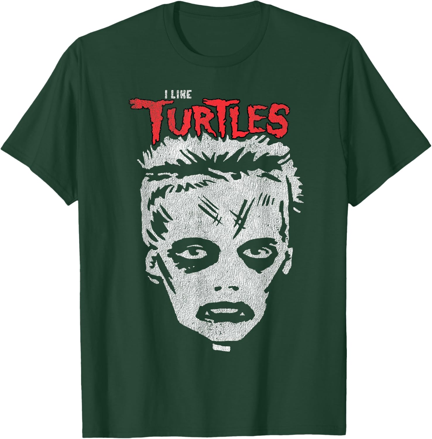 I Like Turtles Zombie Boy Skull Face T-Shirt - T-Shirt | Forest