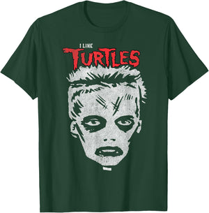 I Like Turtles Zombie Boy Skull Face T-Shirt - T-Shirt | Forest