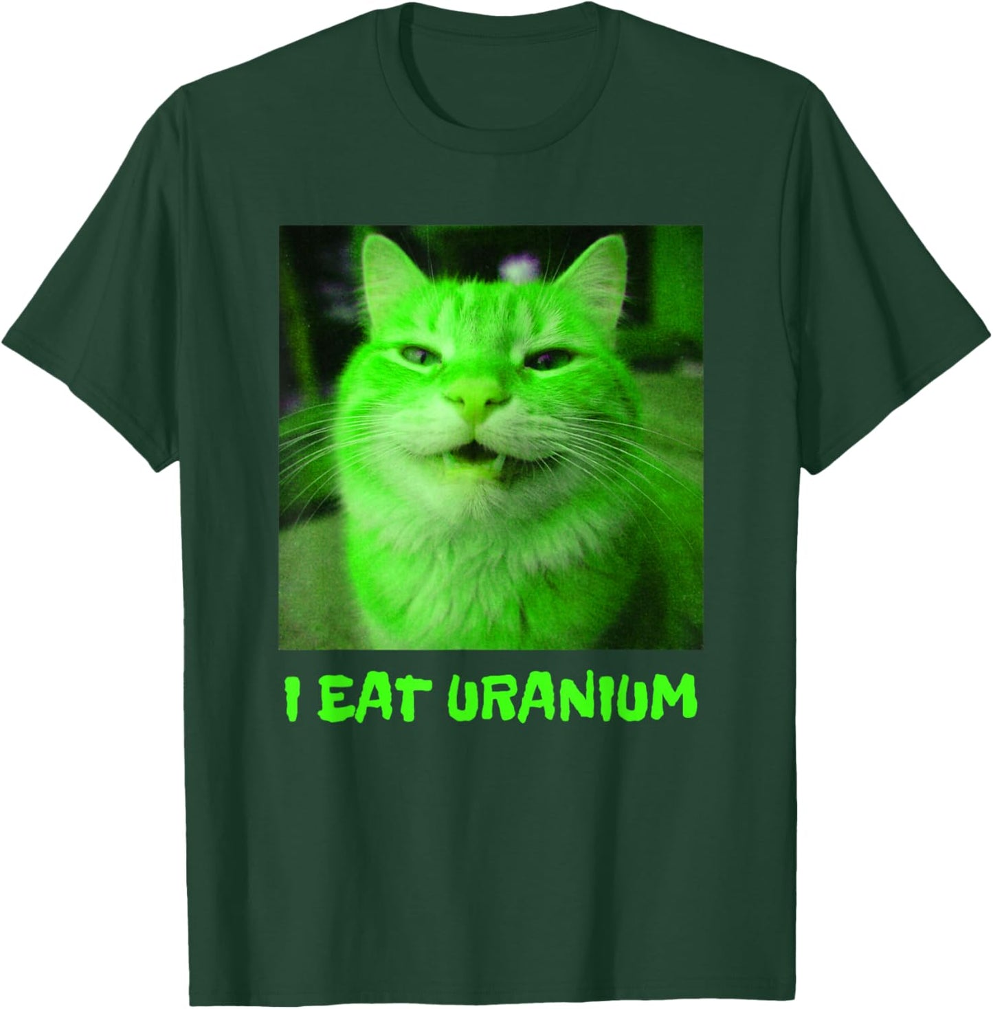 I Eat Uranium Funny Smiling Cat Meme Surreal Absurd Joke T-Shirt - T-Shirt | Forest