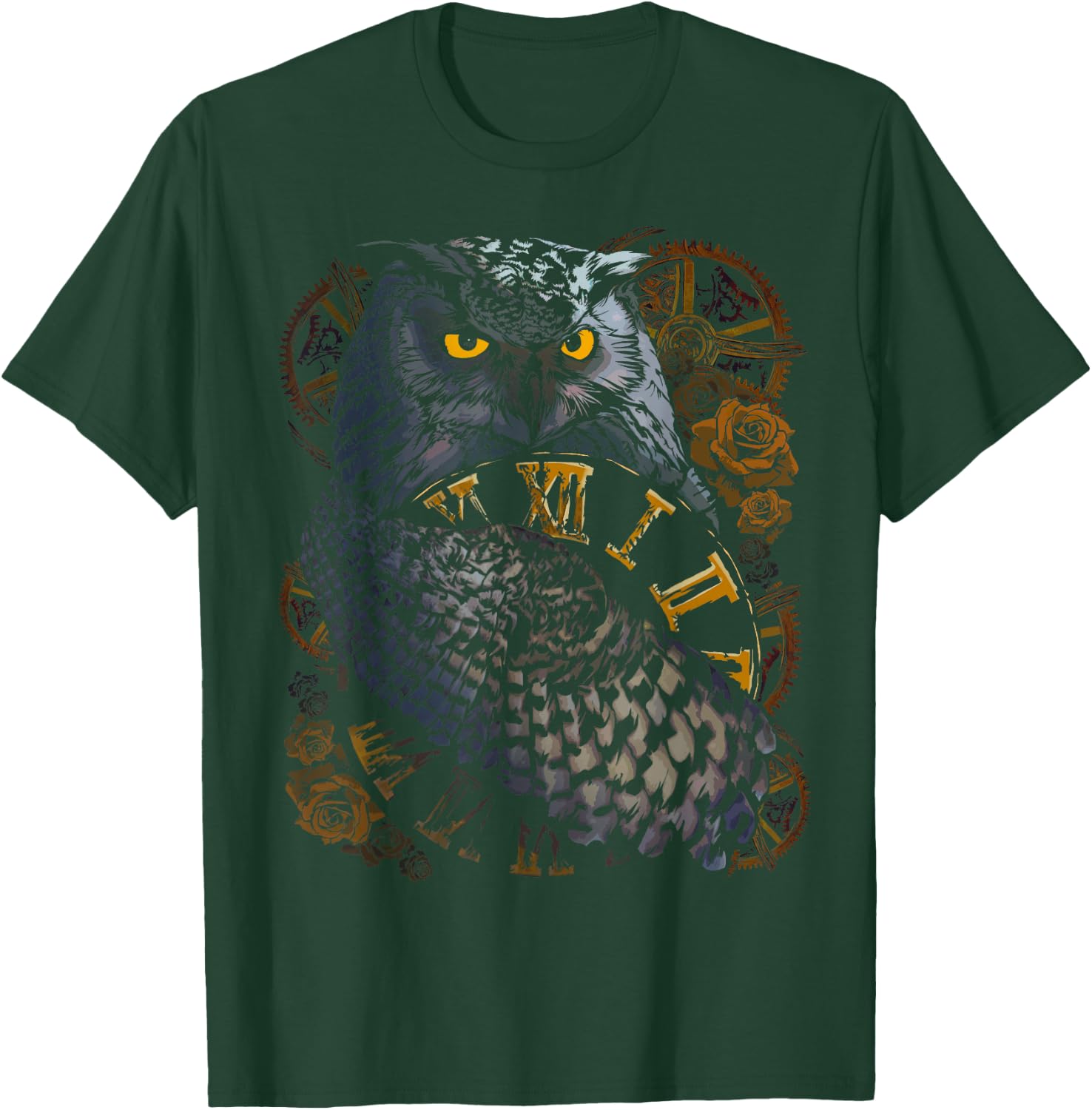 Owl Wildlife Nature Spirit Animal with Steampunk Design T-Shirt - T-Shirt | Forest