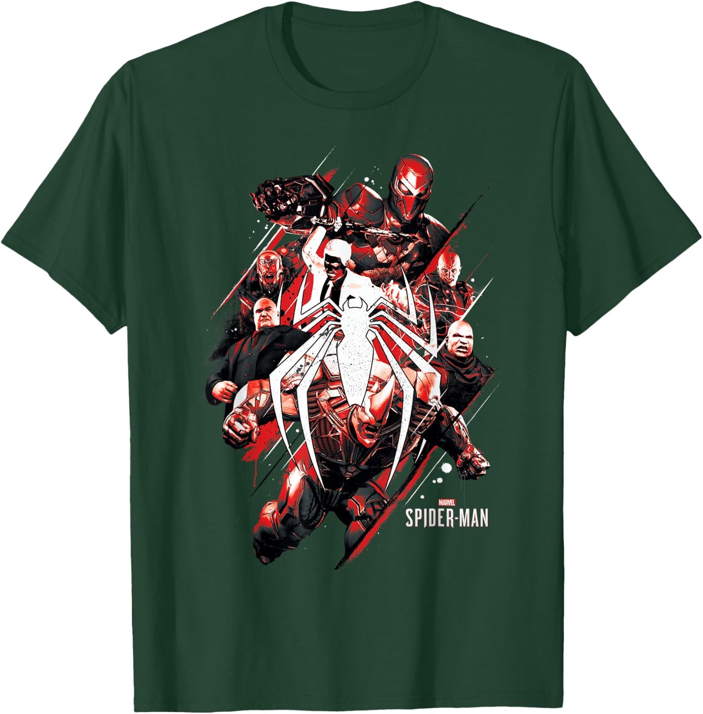 Marvel Spider-Man Game Villains Around Logo Graphic T-Shirt - T-Shirt | Forest