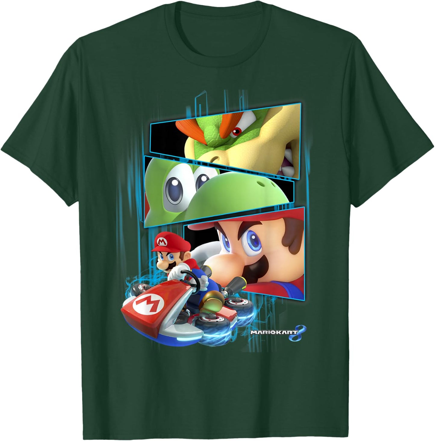 Nintendo Mario Kart 8 Yoshi Bowser Race Eyes Graphic T-Shirt - T-Shirt | Forest