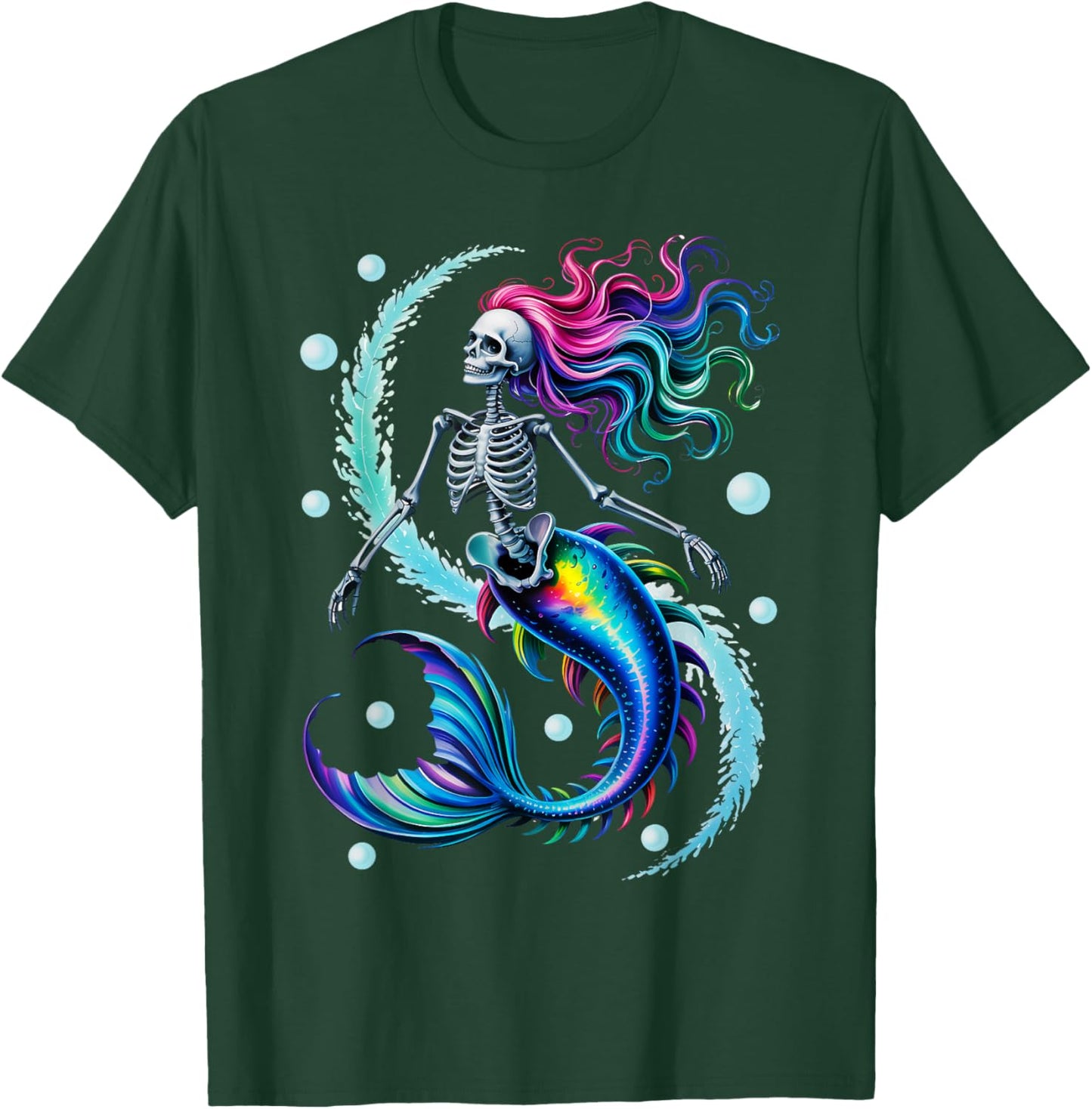 Mermaid Skeleton - Scary Halloween T-Shirt - T-Shirt | Forest