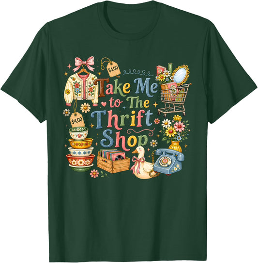 Take Me to The Thrift Shop Thrifted Goose Hen Cottage core T-Shirt - T-Shirt | Forest