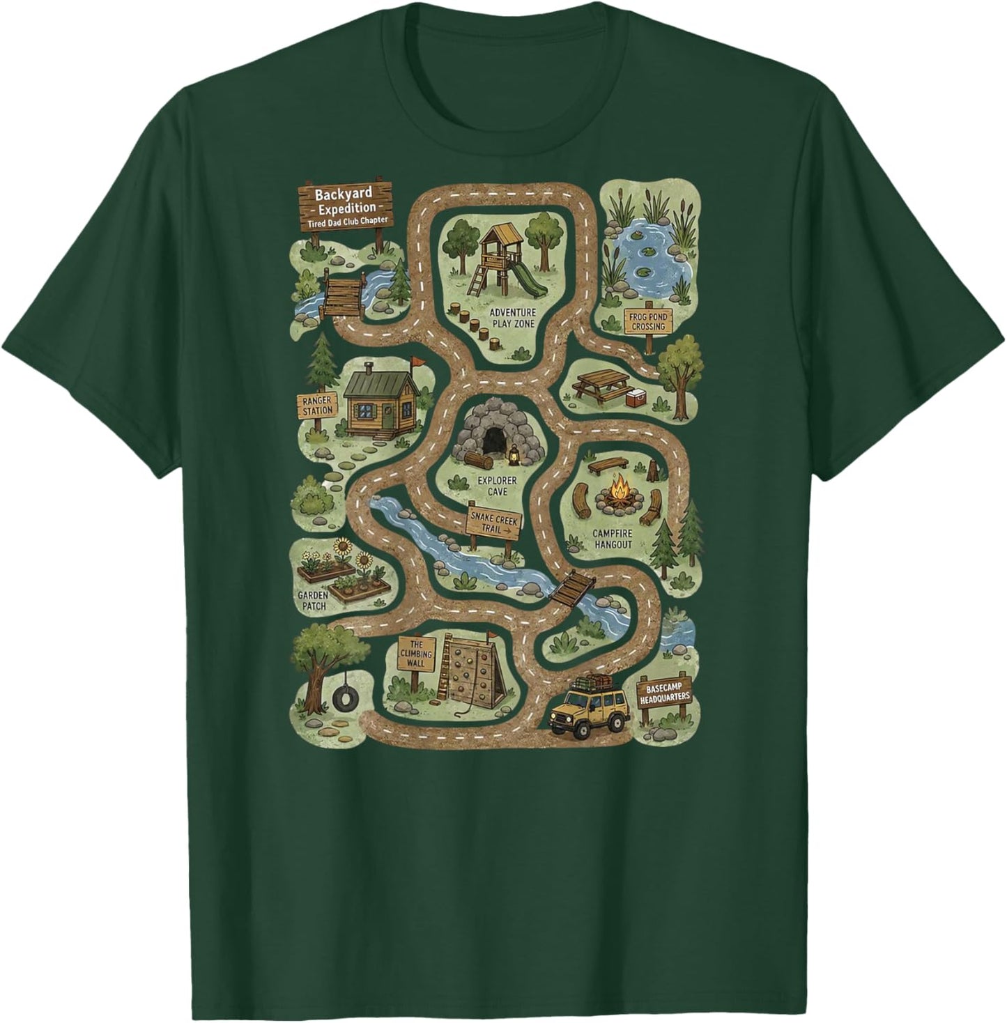 Retro Tired Dad Club Mat Road Car Race Track Fathers Day T-Shirt - T-Shirt | Forest
