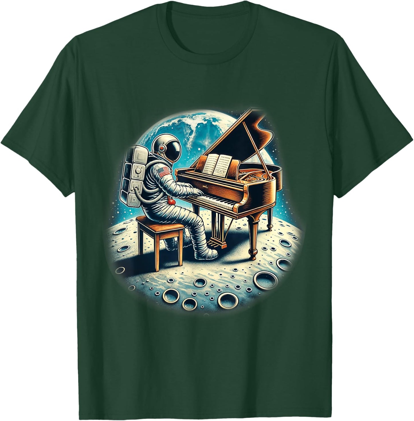 Astronaut Playing Grand Piano Shirt Music Pianist Spaceman T-Shirt - T-Shirt | Forest