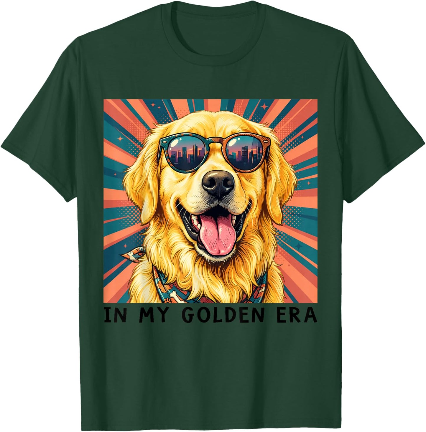 Retro in My Golden Era 70s Style Funny Golden Retriever T-Shirt - T-Shirt | Forest