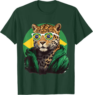 Brazil Flag Leopard Brazilian Roots Brasilian Pride Brasil T-Shirt - T-Shirt | Forest