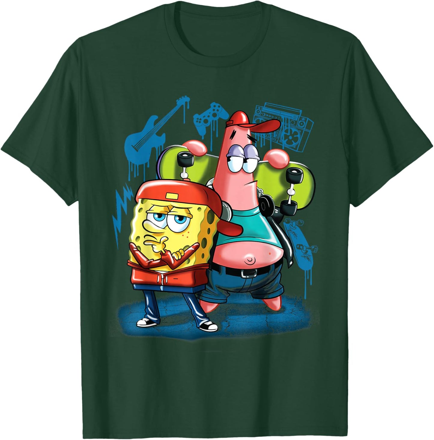 Punk Rock Spongebob With Patrick Star T-Shirt - T-Shirt | Forest