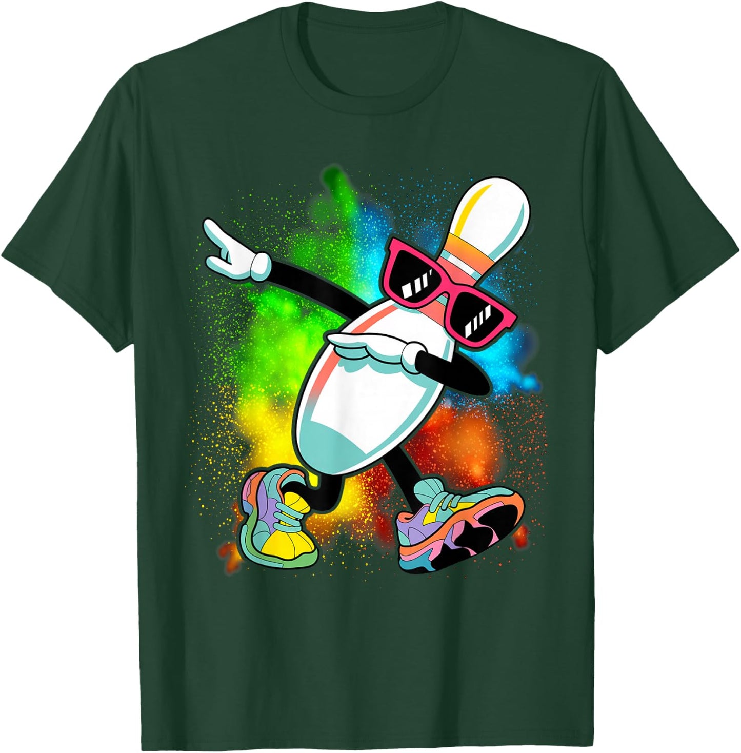 Bowling Pin Dabbing Sunglasses Bowler Player Kids Boys Men T-Shirt - T-Shirt | Forest