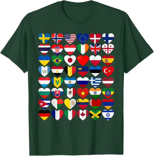 Flags of the Countries of the World,International Gift Short Sleeve T-Shirt - T-Shirt | Forest