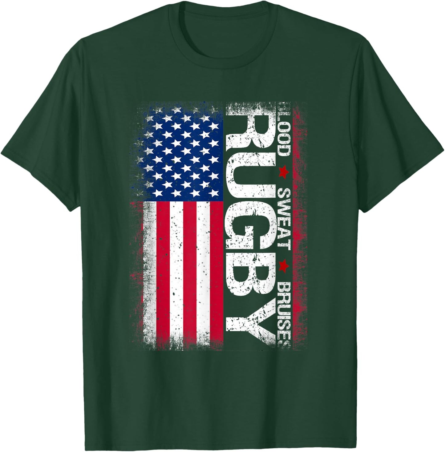 USA Rugby American Flag Distressed Rugby 4th of July Gift Small T-Shirt - T-Shirt | Forest