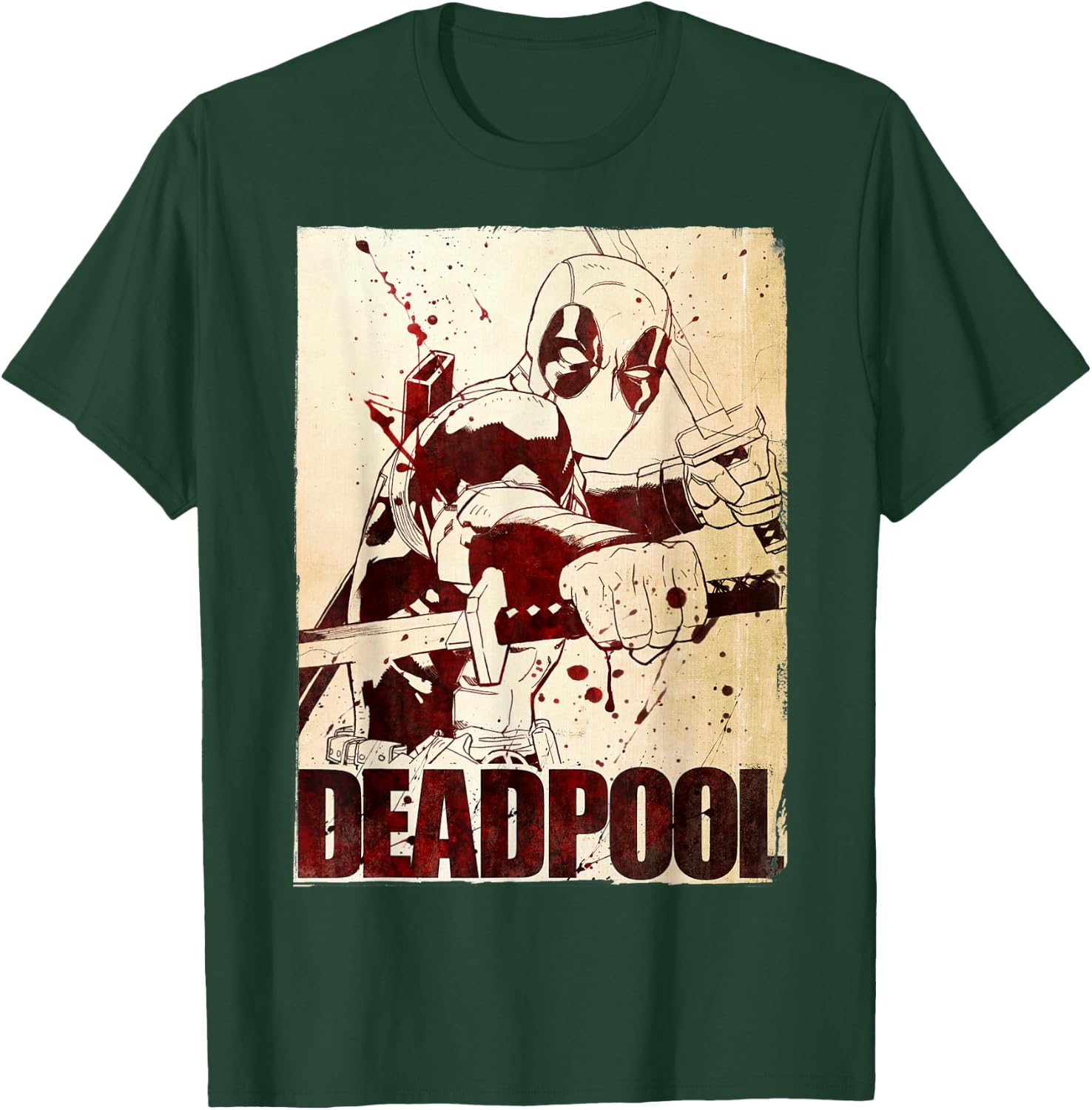 Marvel Deadpool Rustic Splatter Vintage Western T-Shirt - T-Shirt | Forest