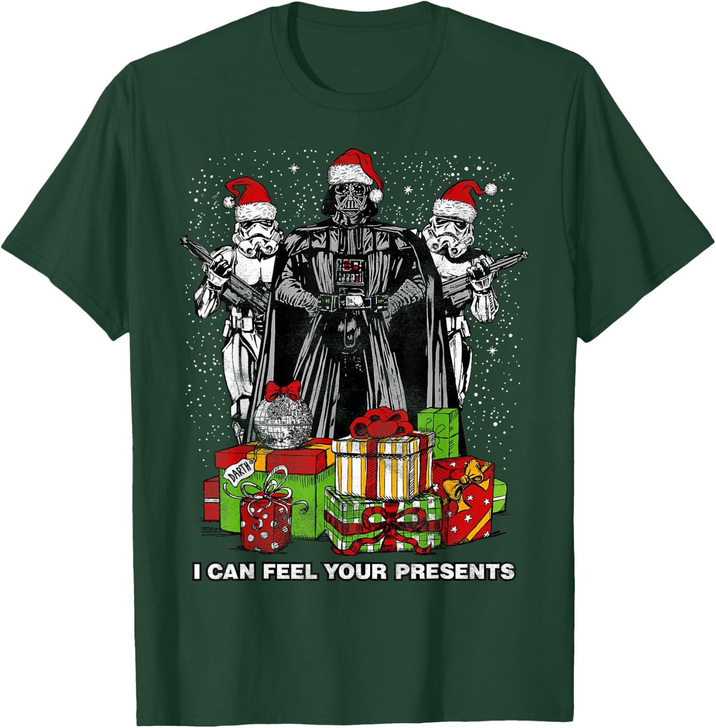 Star Wars Christmas Darth Vader Stormtroopers Feel Presents T-Shirt - T-Shirt | Forest
