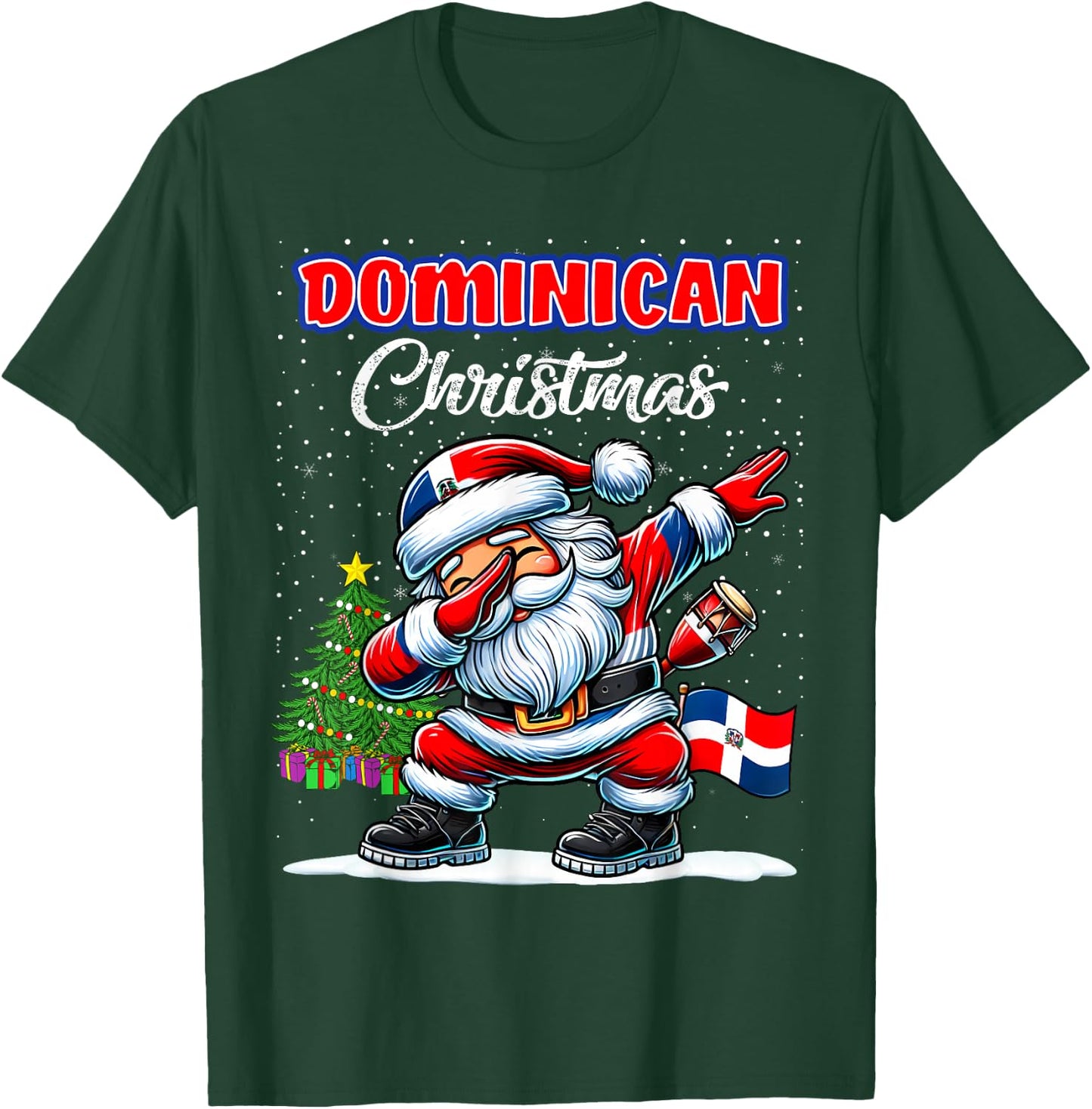 Dominican Republic Dabbing Santa Christmas Dominican T-Shirt - T-Shirt | Forest